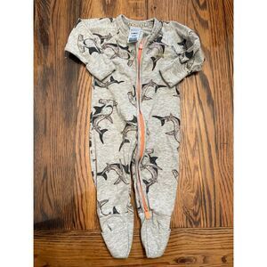 Bonds Wondersuit Gray Humming Shark Two-Way Zipper One Piece Size 0-3 Months